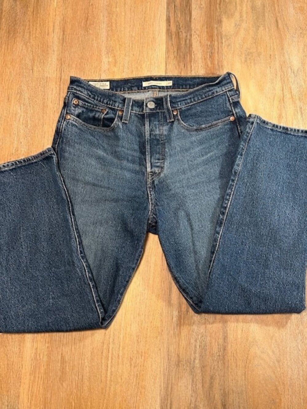 Levi's Premium Wedgie Straight Rigid 100% Cotton Jeans 27 Button Fly High Rise